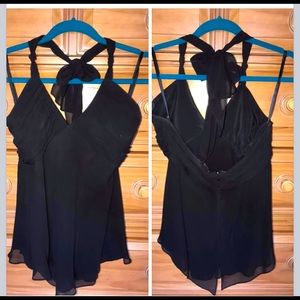 Sexy black chiffon halter top